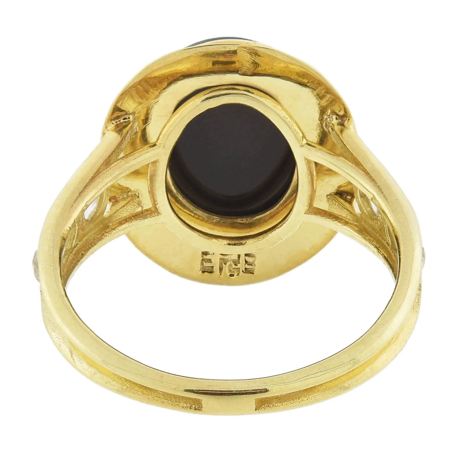 Edwardian 18kt Sardonyx + Diamond Native American Cameo Ring - Image 3