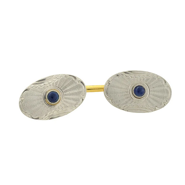 Edwardian 18kt/Platinum Mixed Metals & Sapphire Cufflinks - Image 3