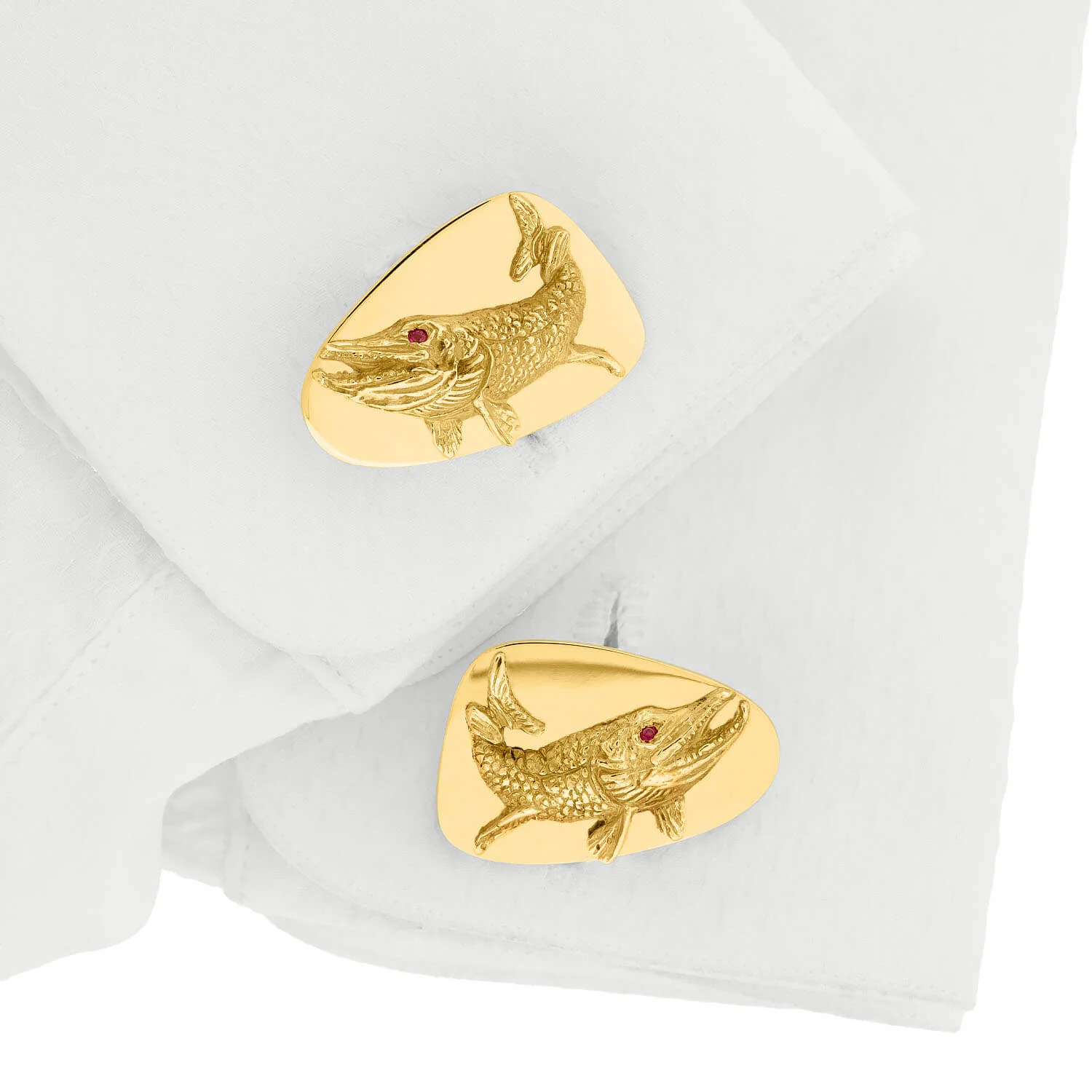 TIFFANY & CO. 14k Ruby Fish Cuff Links - Image 4