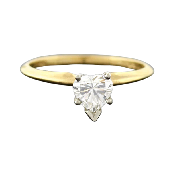 Estate 14kt Heart Diamond Solitaire Engagement Ring 0.45ct - Image 2