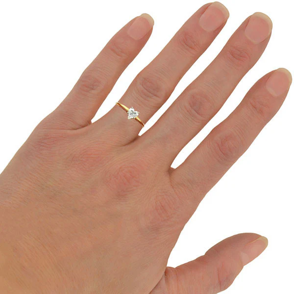 Estate 14kt Heart Diamond Solitaire Engagement Ring 0.45ct - Image 6