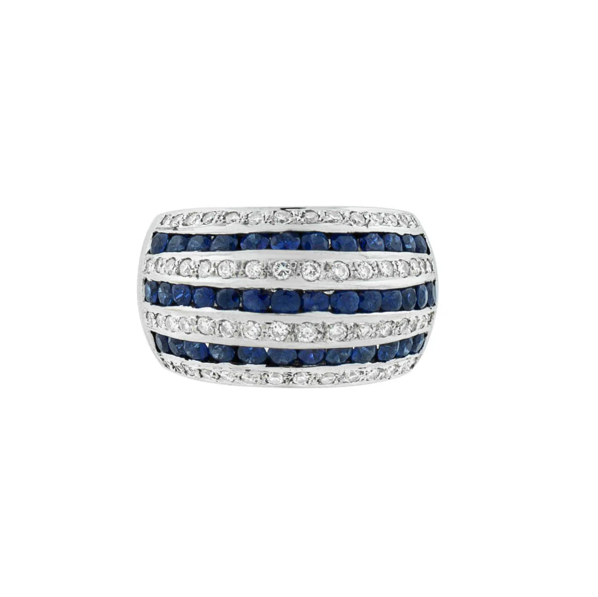 Estate 18kt Diamond + Sapphire Striped Dome Ring - Image 2