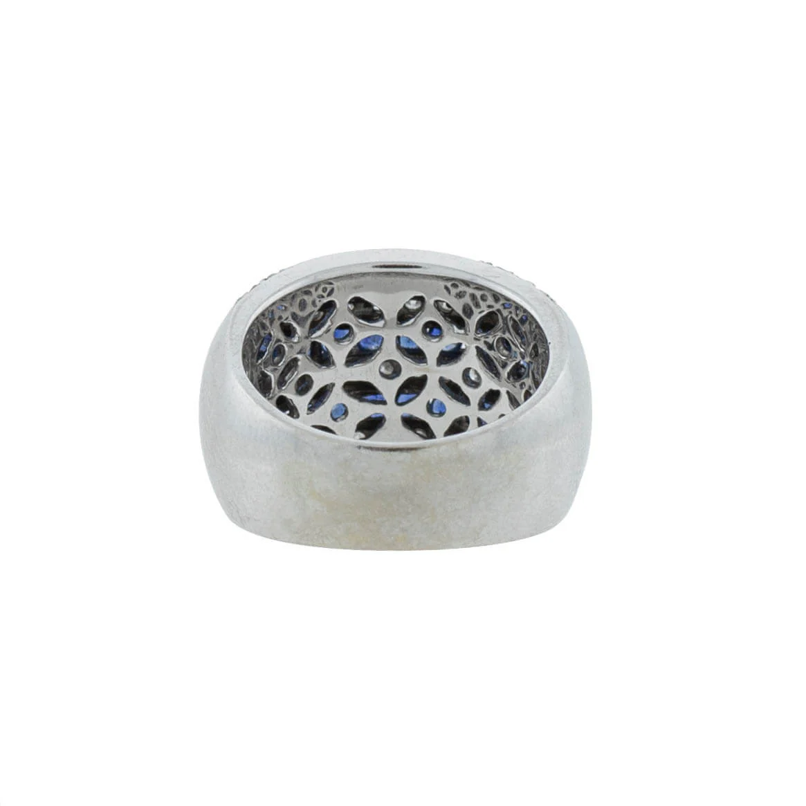 Estate 18kt Diamond + Sapphire Striped Dome Ring - Image 4
