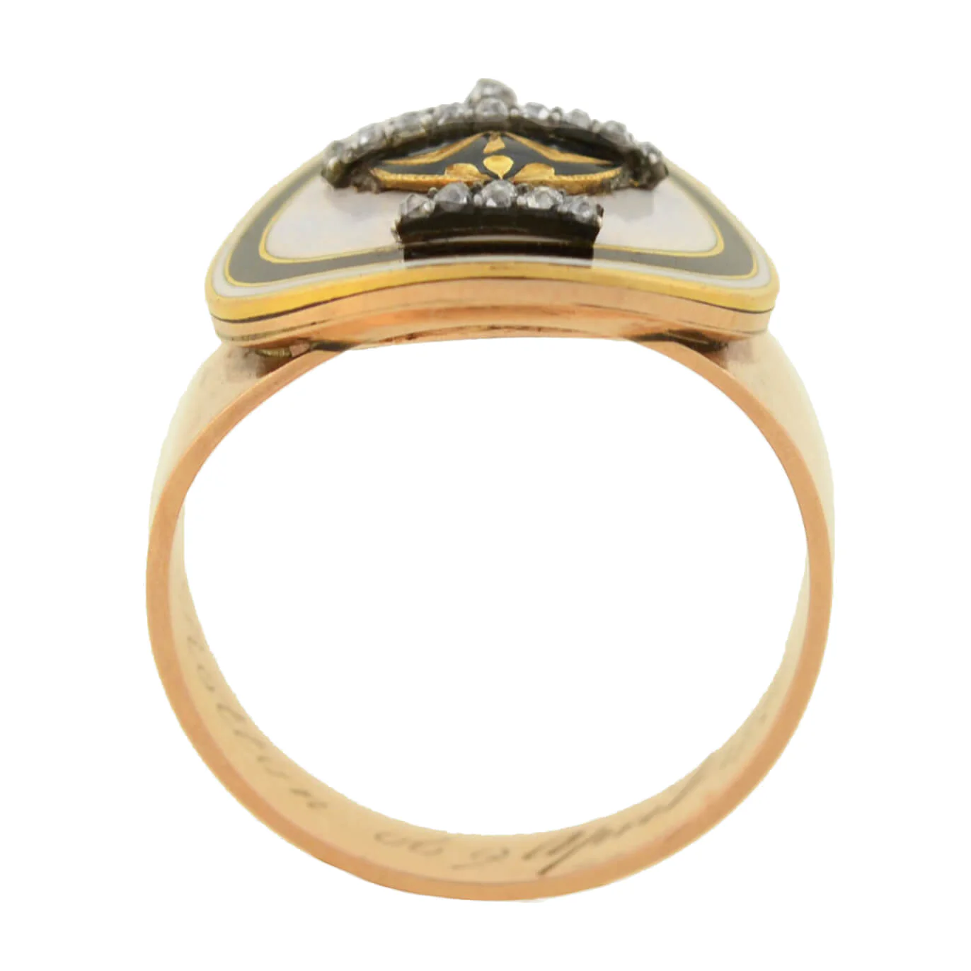 Georgian 18kt Diamond Enamel Urn Mourning Hair Locket Ring - Image 4