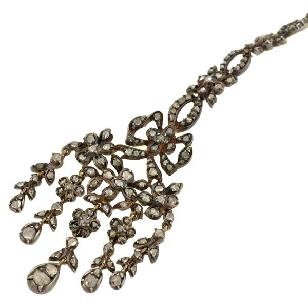Georgian Silver-Topped Drippy Rose Cut Diamond Earrings - Image 2