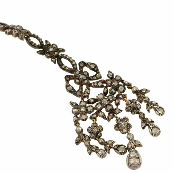 Georgian Silver-Topped Drippy Rose Cut Diamond Earrings - Image 3