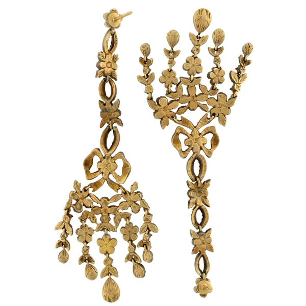 Georgian Silver-Topped Drippy Rose Cut Diamond Earrings - Image 5