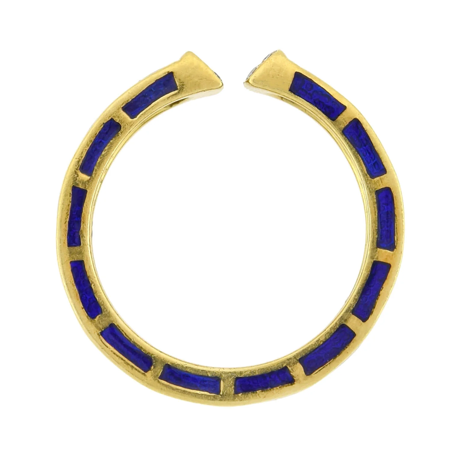 HIDALGO Estate 18kt Enameled + Diamond Open Front Ring - Image 3