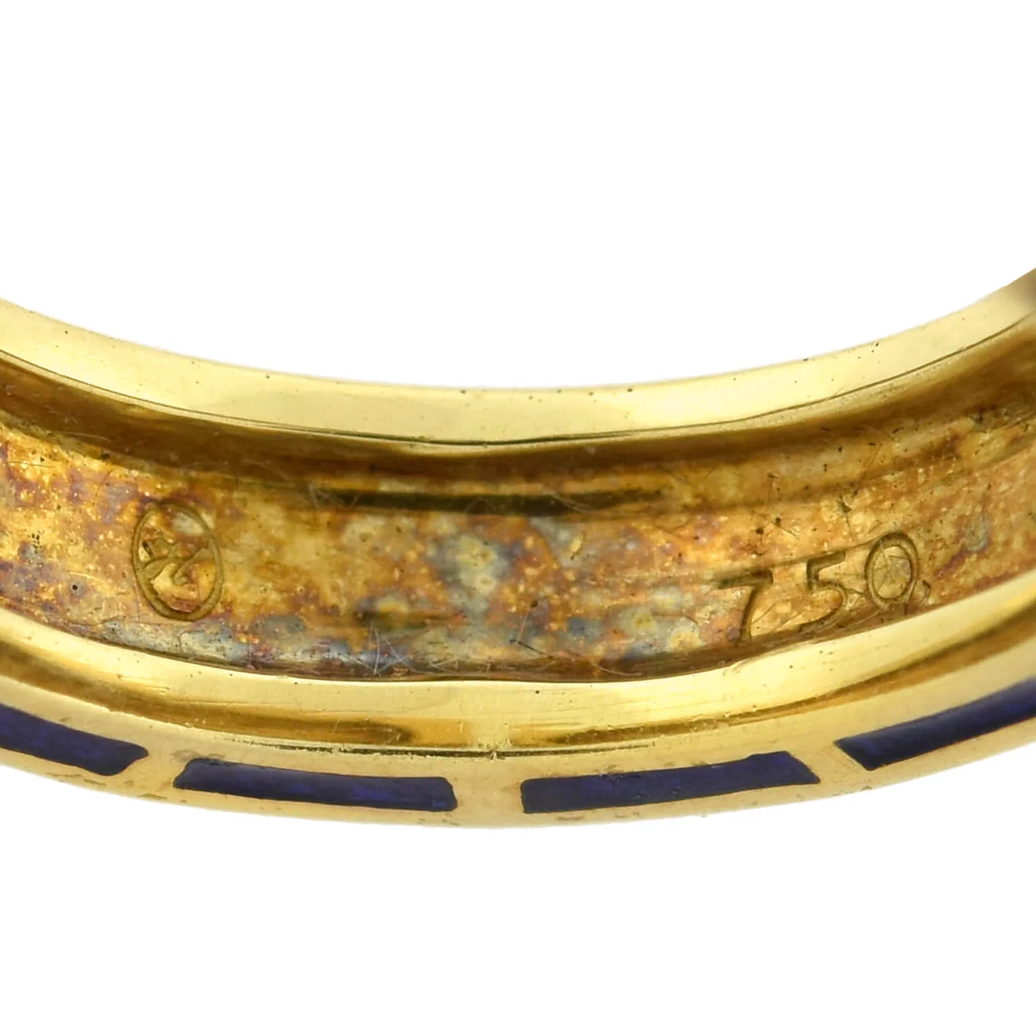 HIDALGO Estate 18kt Enameled + Diamond Open Front Ring - Image 5
