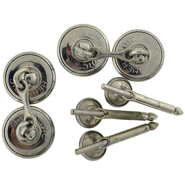 KREMENTZ HERALDIC Plated Mother of Pearl Cufflink Set - Image 8