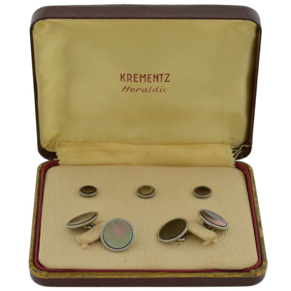 KREMENTZ HERALDIC Plated Mother of Pearl Cufflink Set - Image 9