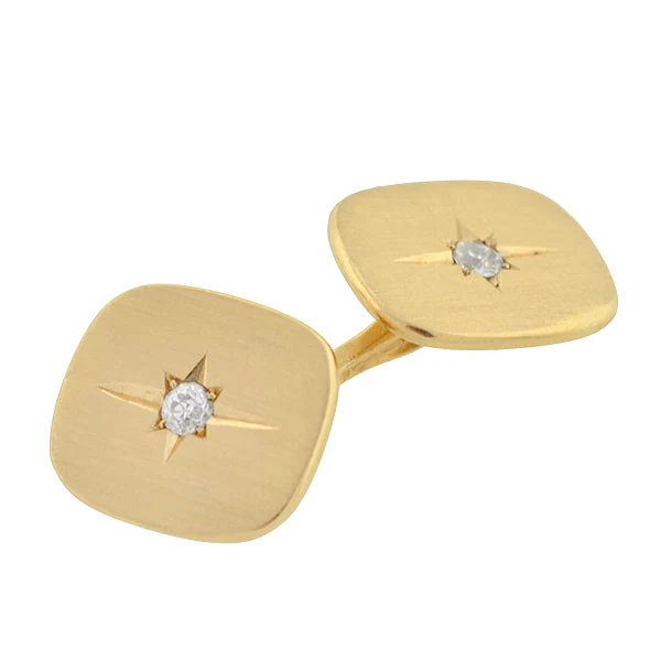 LARTER Late Victorian 14kt Diamond Starburst Cufflinks - Image 5