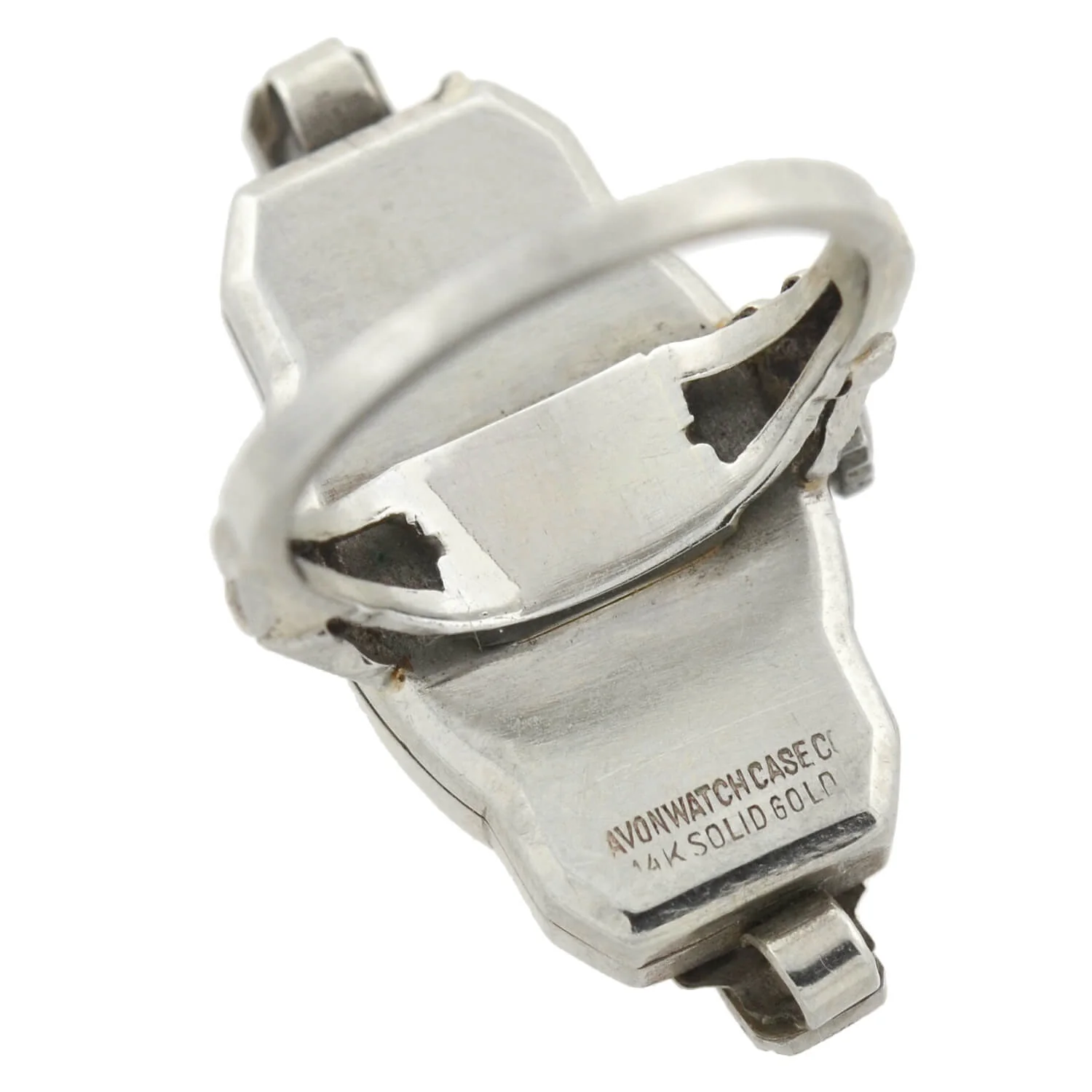 Late Art Deco 14kt White Gold Diamond Watch Ring - Image 5