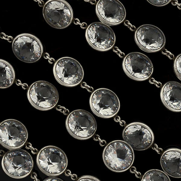 Late Art Deco Long Sterling & Large Crystal Necklace 50" - Image 2