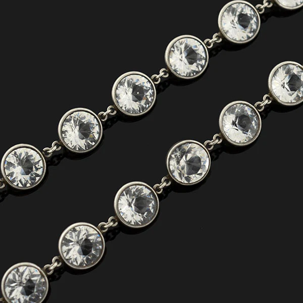 Late Art Deco Long Sterling & Large Crystal Necklace 50" - Image 3