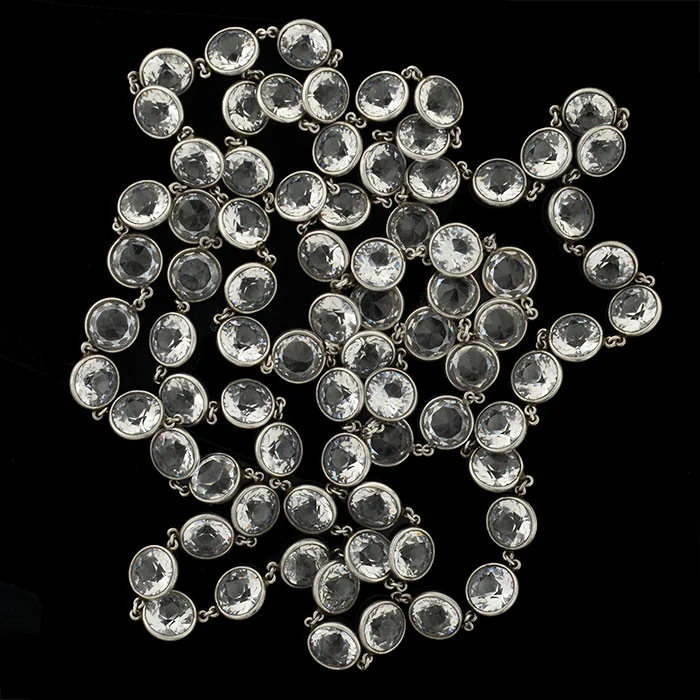 Late Art Deco Long Sterling & Large Crystal Necklace 50" - Image 5