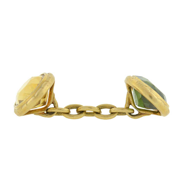 Late Victorian 14kt Gold & Multi-Gemstone Cufflinks - Image 4