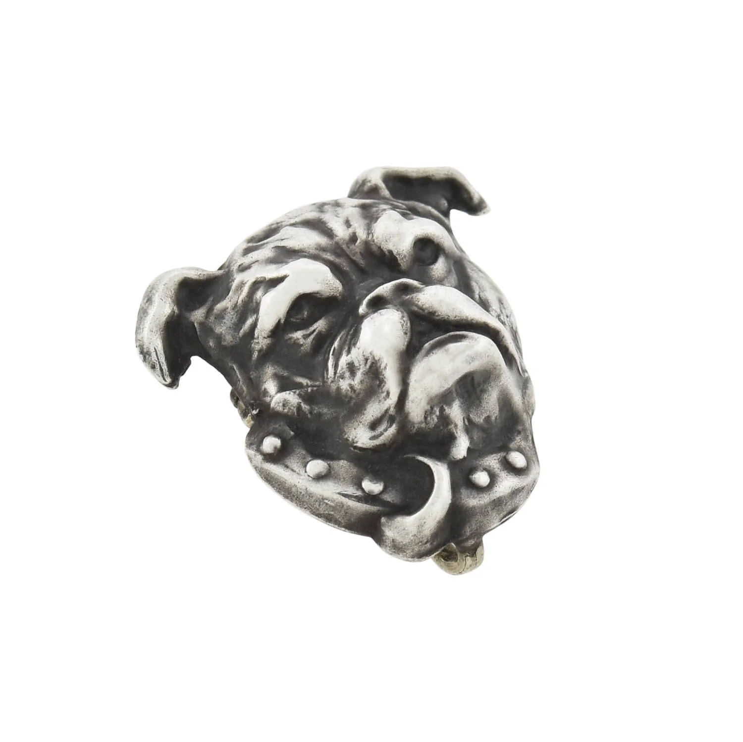Late Victorian Silver Plated Bulldog Head Pin - Image 2