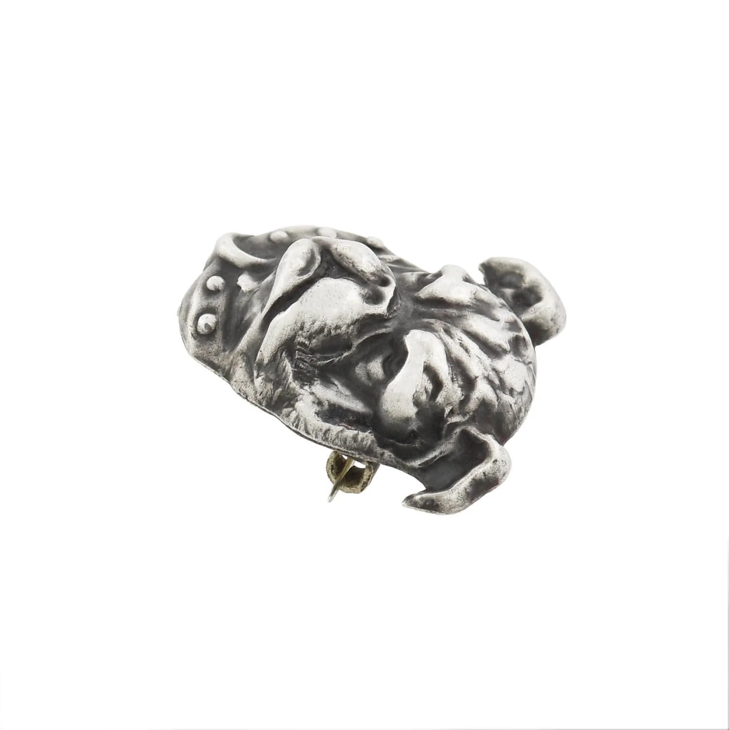 Late Victorian Silver Plated Bulldog Head Pin - Image 4