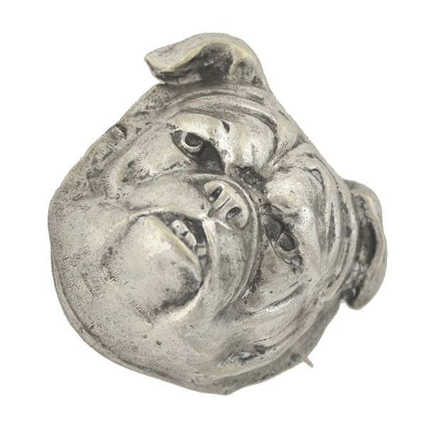 Late Victorian Large Silver Plated British Bulldog Head Pin - Image 2