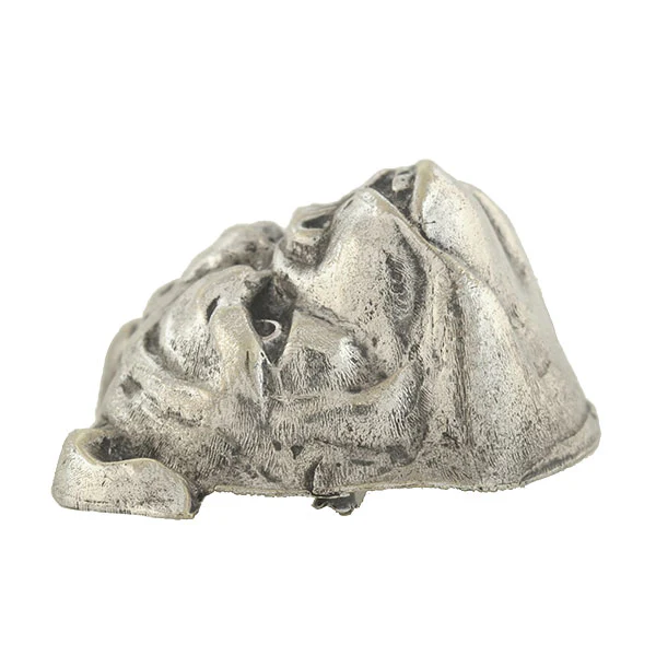 Late Victorian Large Silver Plated British Bulldog Head Pin - Image 3