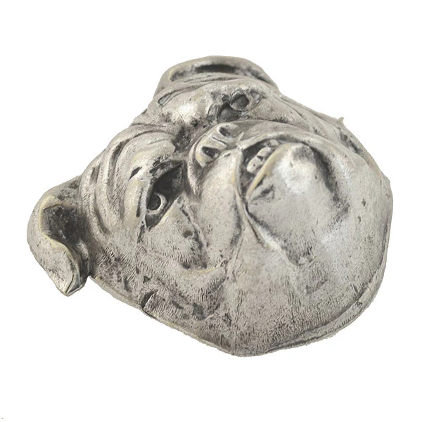 Late Victorian Large Silver Plated British Bulldog Head Pin - Image 4