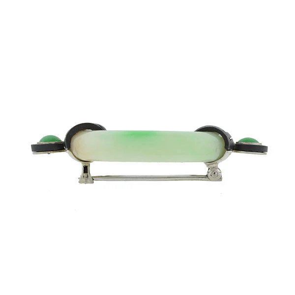 MARSH & CO. Art Deco 18kt Blackened Steel & Jade Pin - Image 4