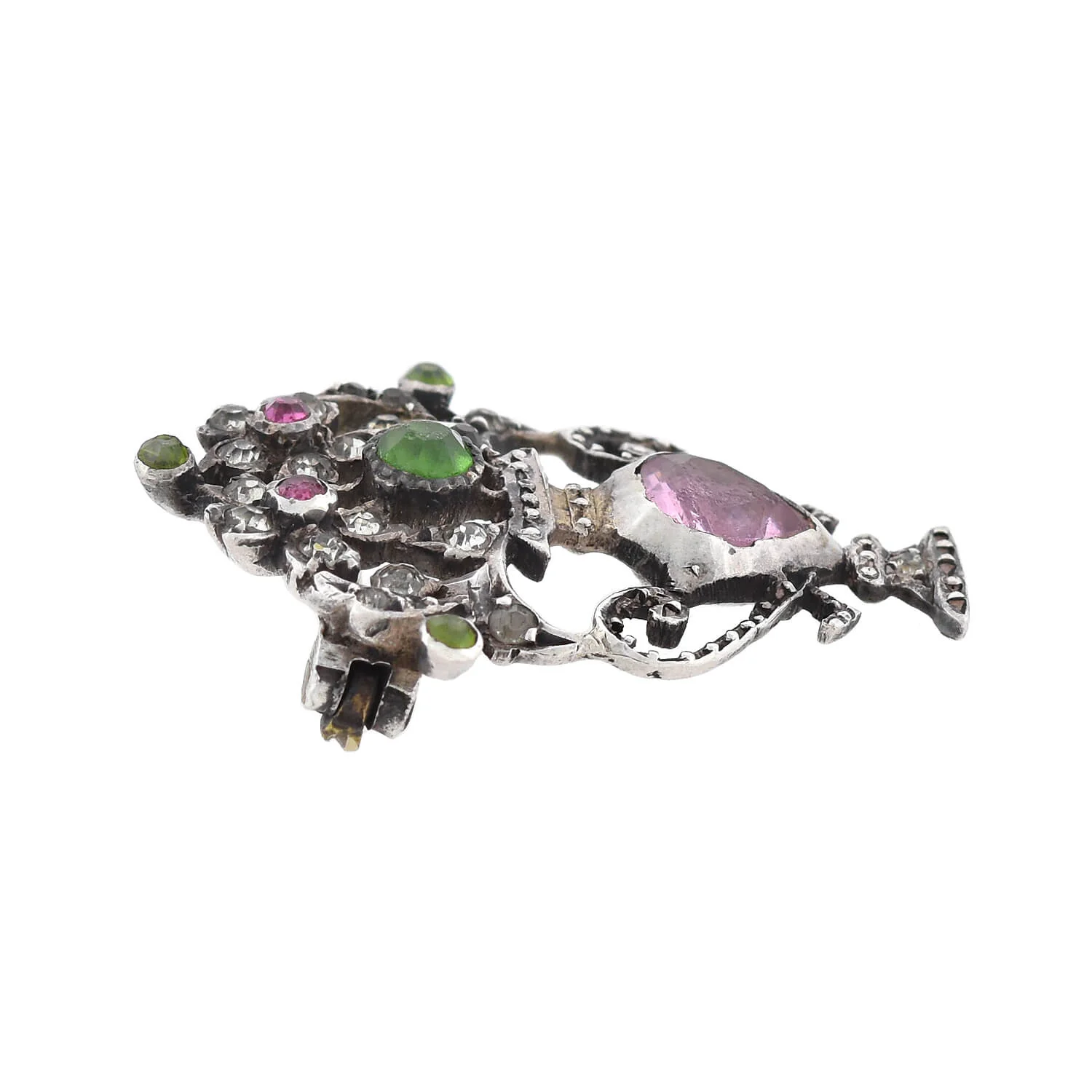 Georgian Sterling French Paste Giardinetto Flower Vase Pin - Image 3