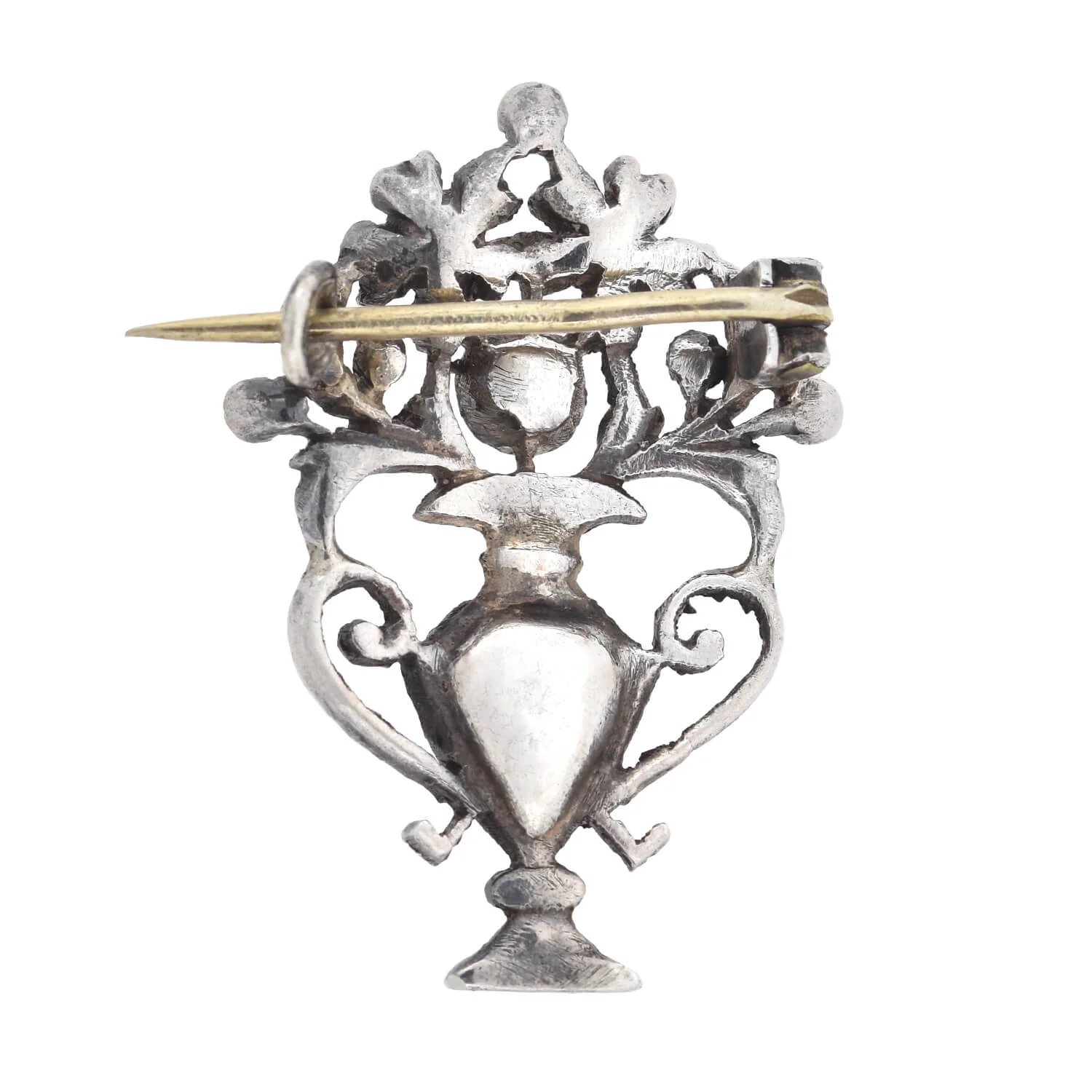 Georgian Sterling French Paste Giardinetto Flower Vase Pin - Image 4