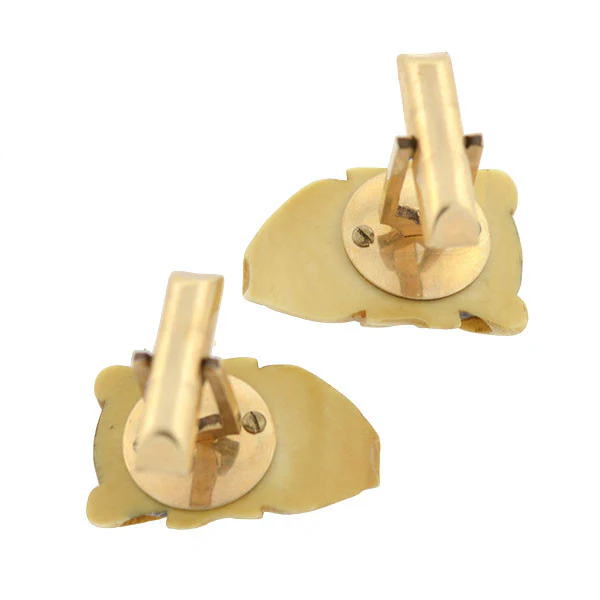 Retro 12kt Gold-Filled & Ivory Devil Face Cufflinks - Image 4