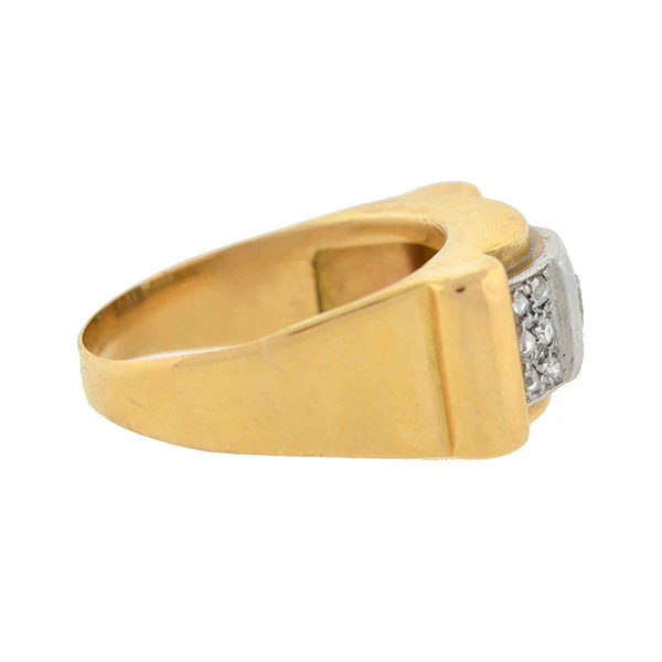 Retro 14kt & Platinum 2-Tone Diamond Ring - Image 2