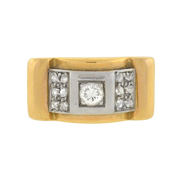 Retro 14kt & Platinum 2-Tone Diamond Ring - Image 3