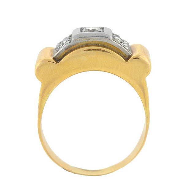 Retro 14kt & Platinum 2-Tone Diamond Ring - Image 4