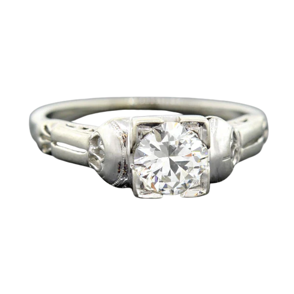 Late Art Deco 18kt Diamond Engagement Ring 0.62ct