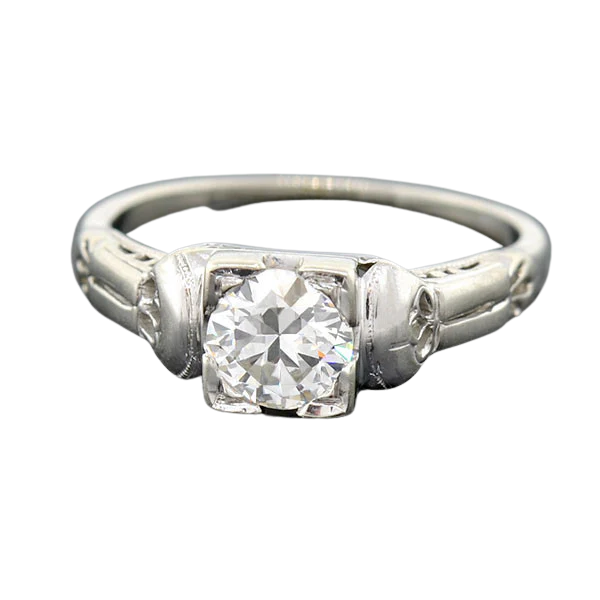 Late Art Deco 18kt Diamond Engagement Ring 0.62ct - Image 3