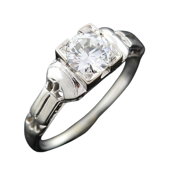 Late Art Deco 18kt Diamond Engagement Ring 0.62ct - Image 5