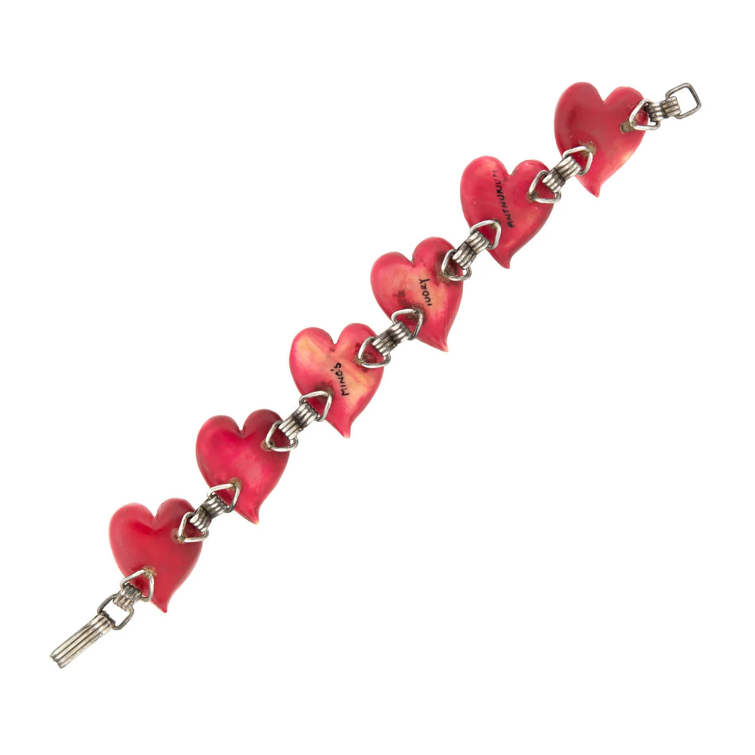 Retro Sterling Silver Ming Anthurium Flower Bracelet - Image 4