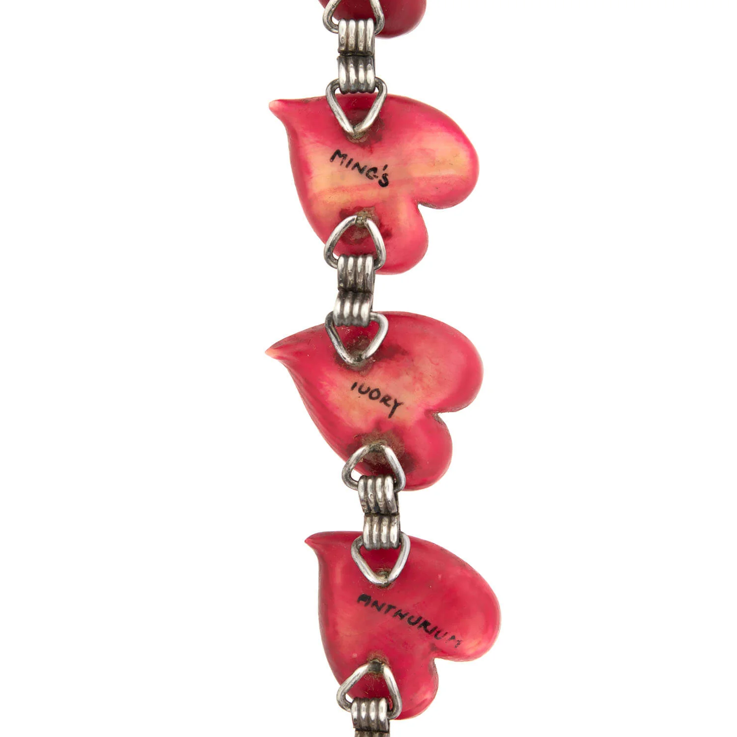 Retro Sterling Silver Ming Anthurium Flower Bracelet - Image 7