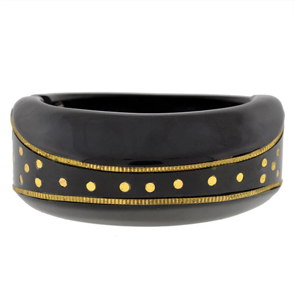 Retro Wide Black Bakelite Clamper Bracelet