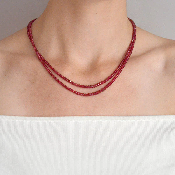 Estate 14kt Faceted Rubellite Bead 2-Strand Necklace - Image 6