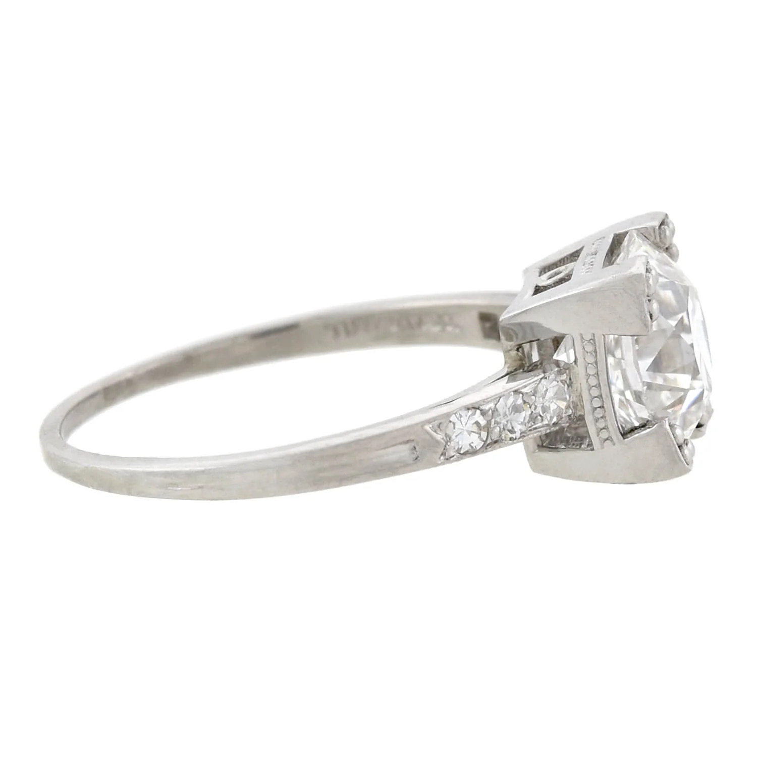 TIFFANY & Co. Late Art Deco Platinum Diamond Engagement Ring 2.16ct - Image 3
