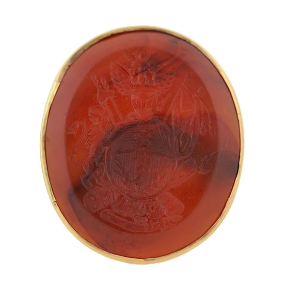Victorian 10kt Carnelian Intaglio Family Crest Signet Ring - Image 4