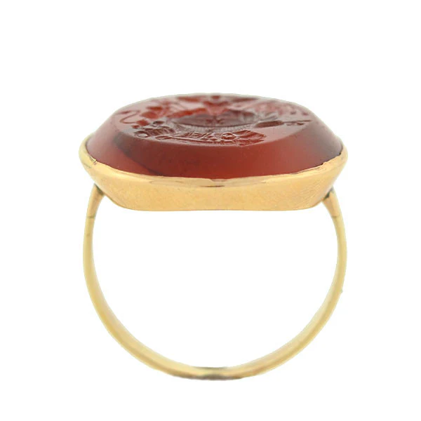 Victorian 10kt Carnelian Intaglio Family Crest Signet Ring - Image 5
