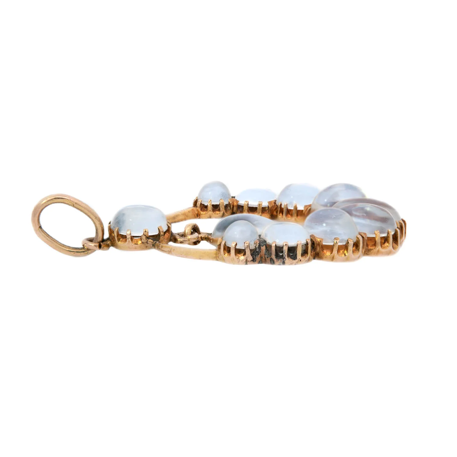 Art Nouvous 14k Graduated Moonstone Crescent Pendant - Image 2