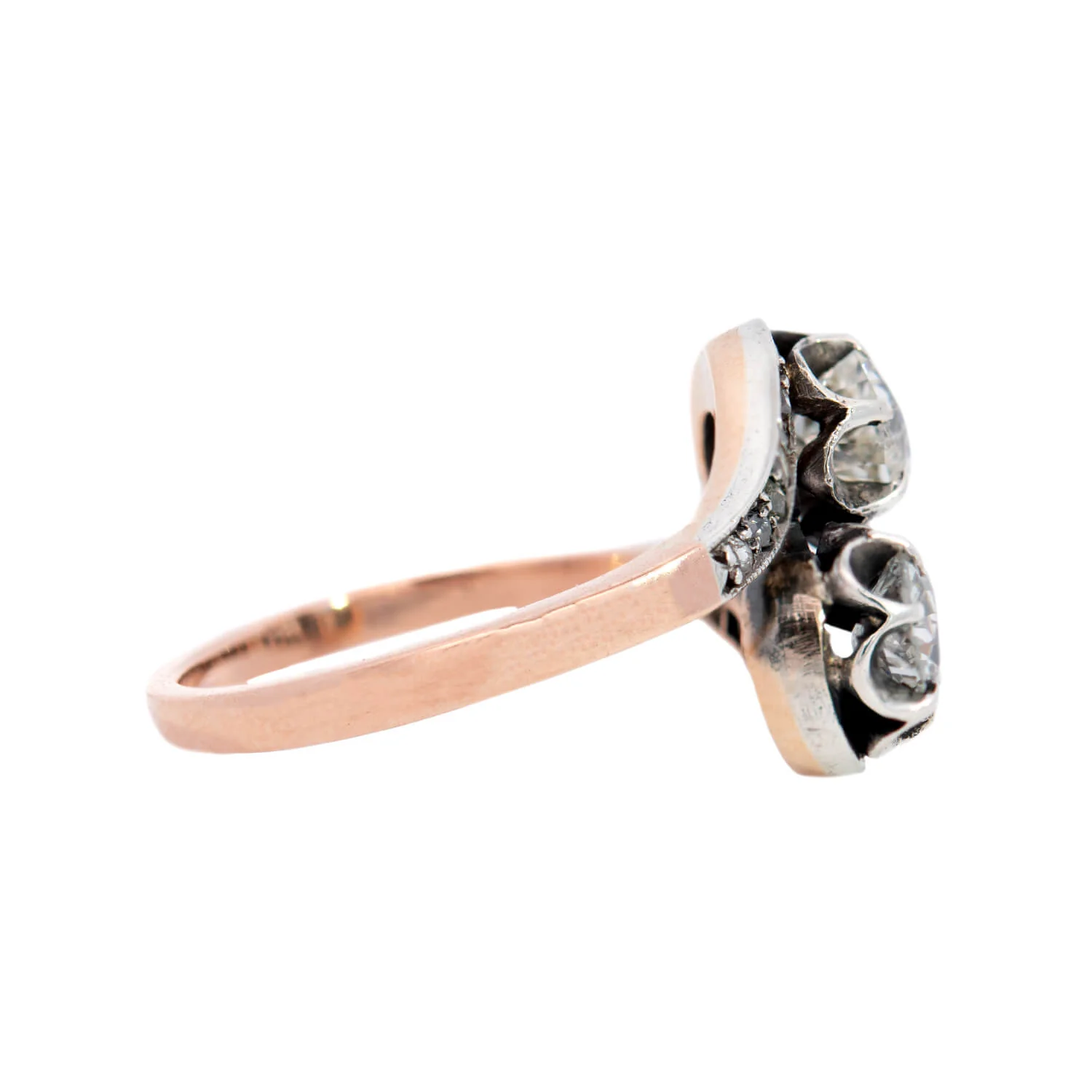 Victorian 14k/Sterling Silver "Moi Et Toi" Diamond Ring 1ctw+ - Image 3