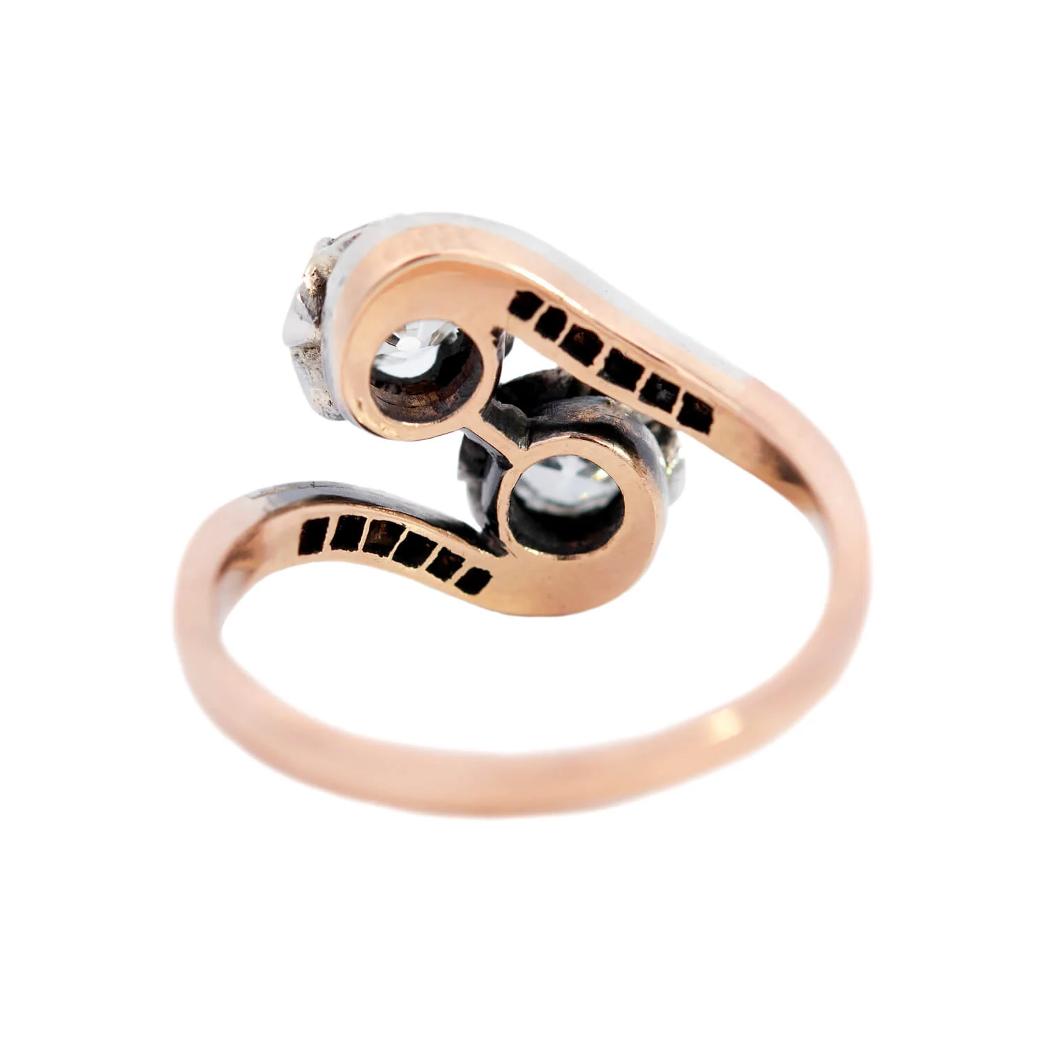 Victorian 14k/Sterling Silver "Moi Et Toi" Diamond Ring 1ctw+ - Image 5