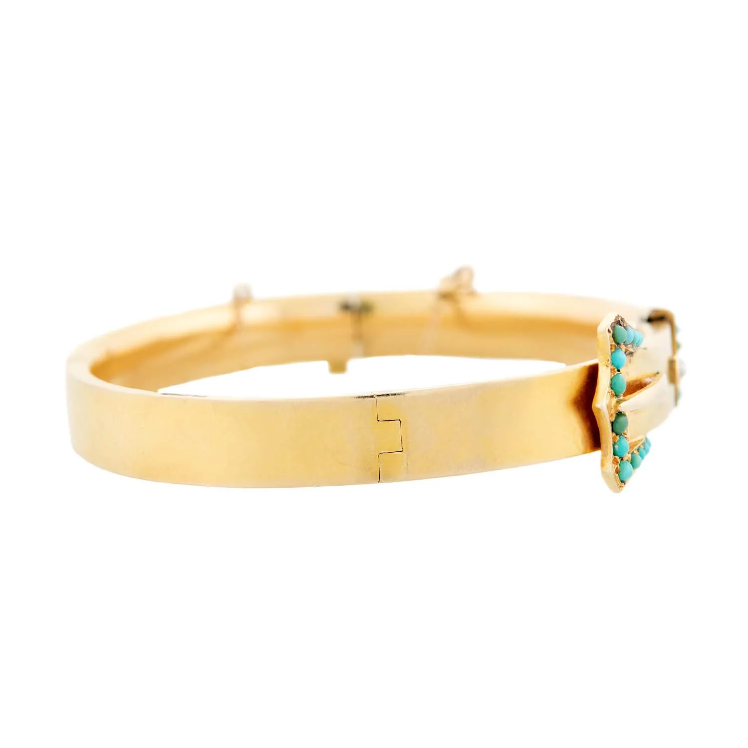 Victorian 14k Turquoise Buckle Bracelet - Image 2