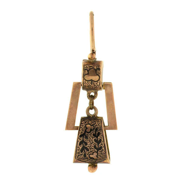 Victorian 14kt Hanging Tracery Enamel Earrings - Image 2