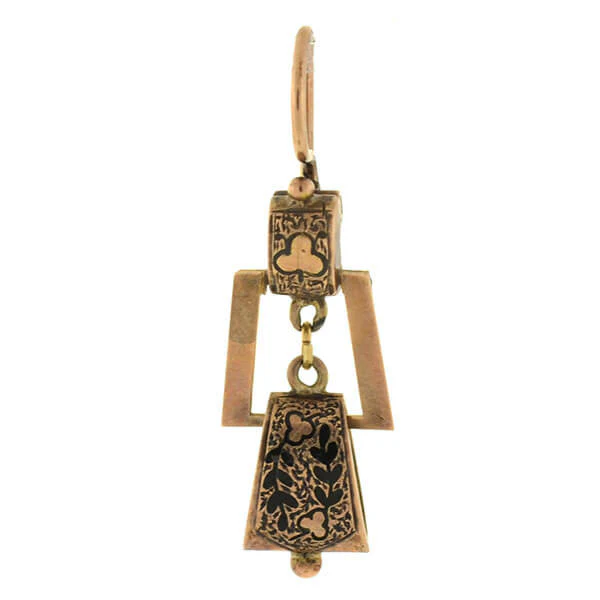 Victorian 14kt Hanging Tracery Enamel Earrings - Image 3