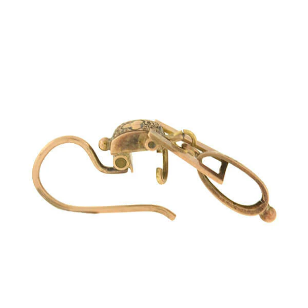 Victorian 14kt Hanging Tracery Enamel Earrings - Image 4